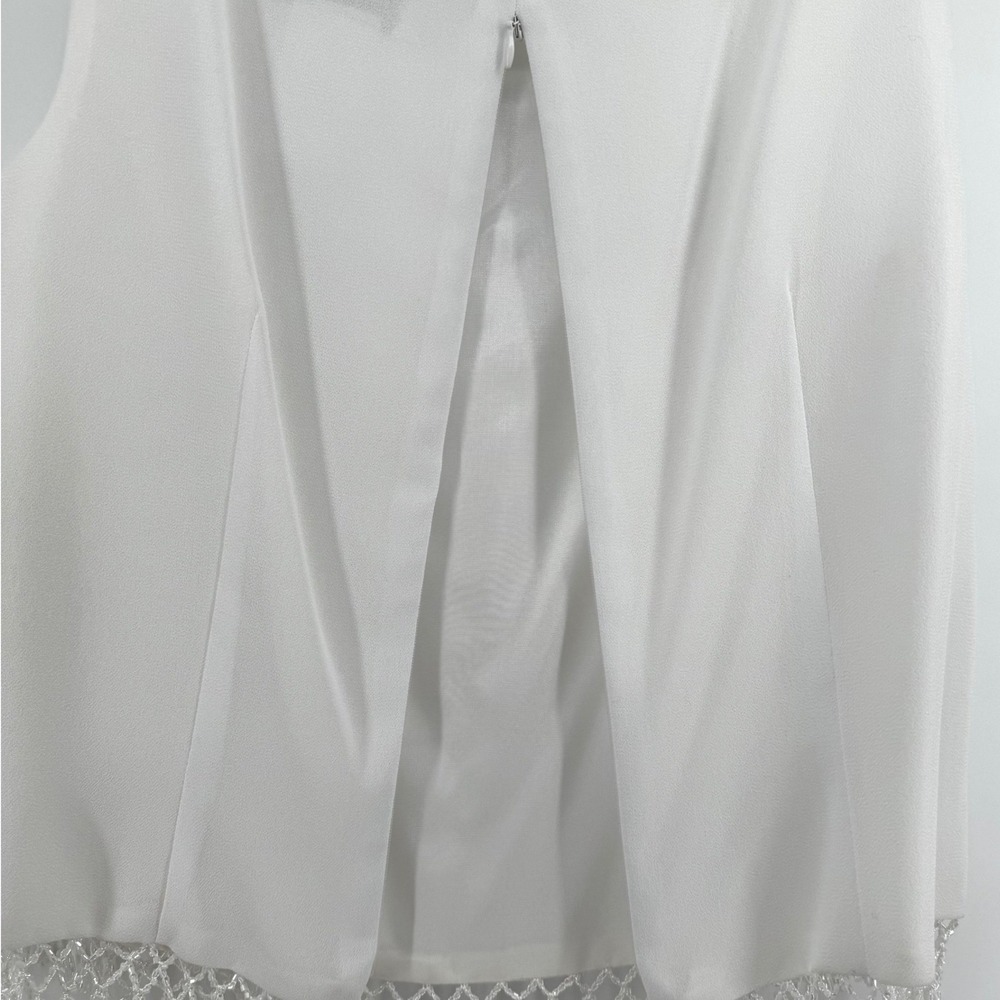 VTG JR Nites by Caliendo White Beaded Fringe Hem Blouse Top Size 10 USA NWT - Picture 9 of 11
